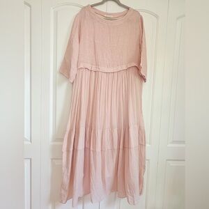 Women's Midi Tiered Dress in Light Pink